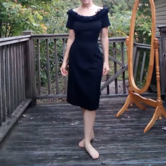 Vintage 1940s 1950s Black Dress - Picture 1 of 5